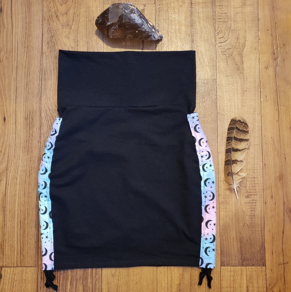 Organic hemp witchy Moon and Star side tie skirt - Picture 4 of 4